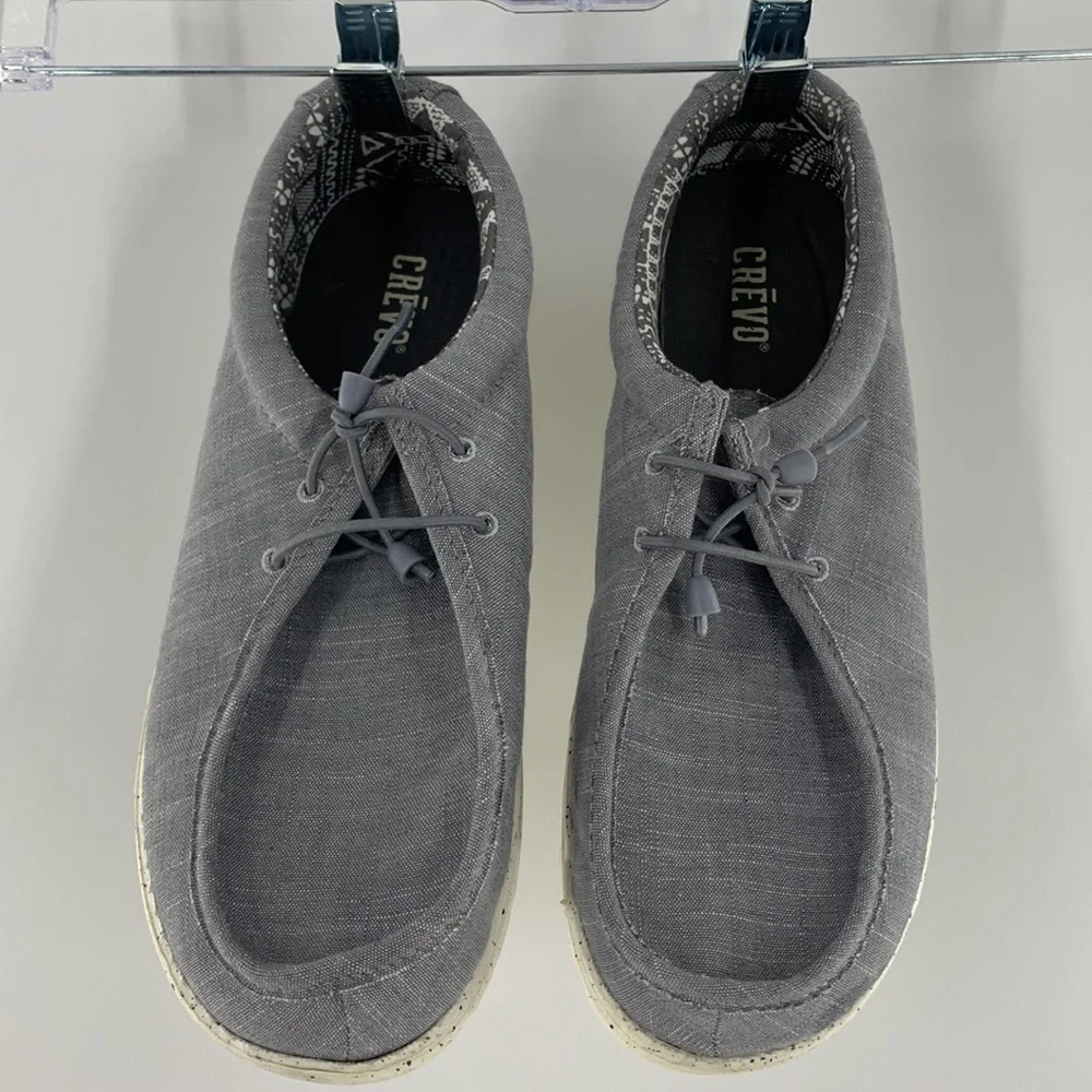 CREVO RONNIE CANVAS BOAT SHOE FLEXIBLE SIZE 10 GRAY
